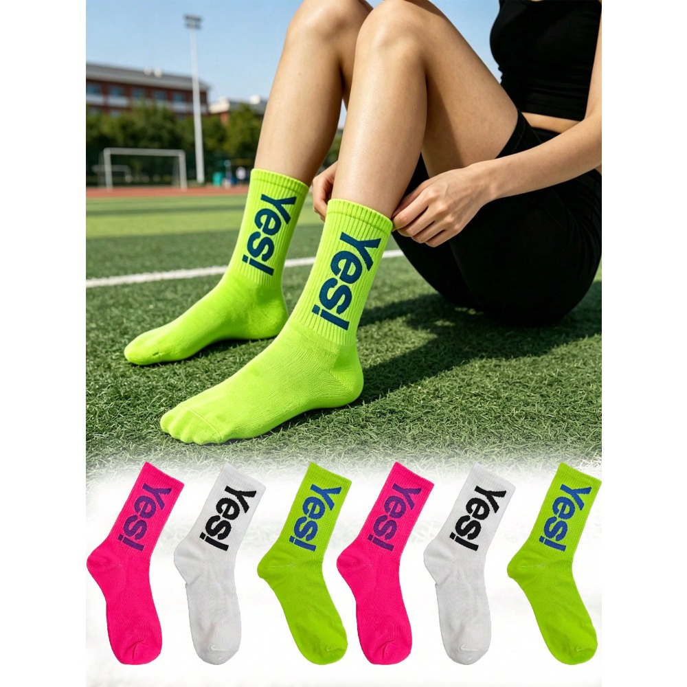 Sports Socks - Носки с флуоресцентным буквенным принтом (1/4