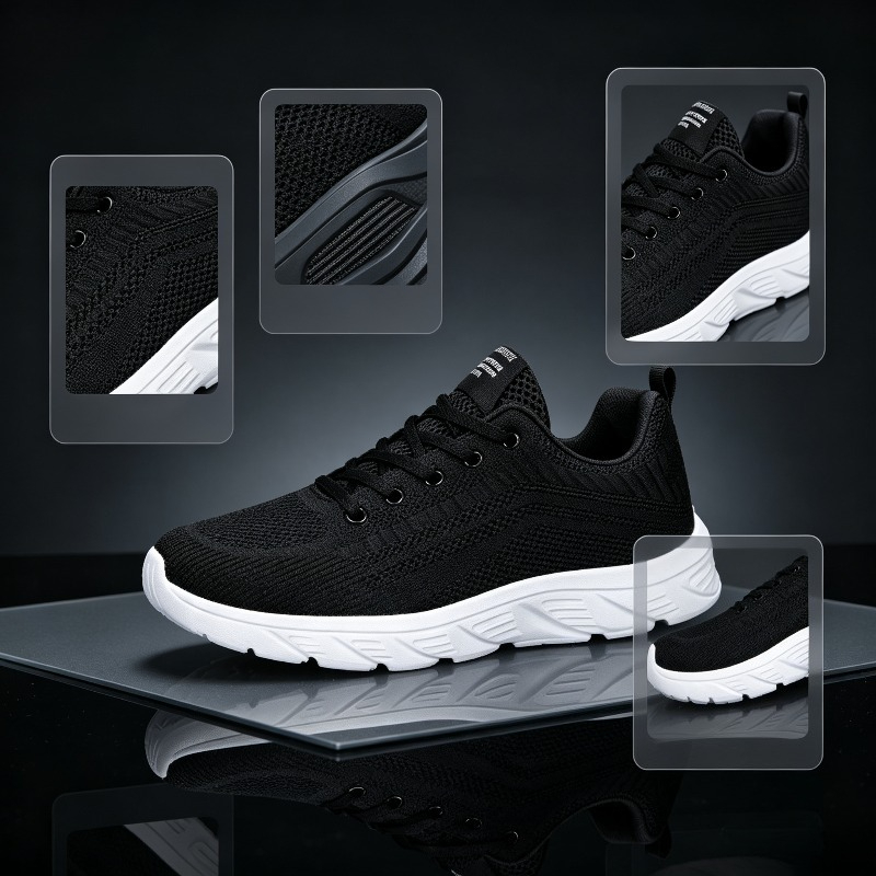 Running Shoes Men - Мужские дышащие кроссовки из трикотажа, белые,