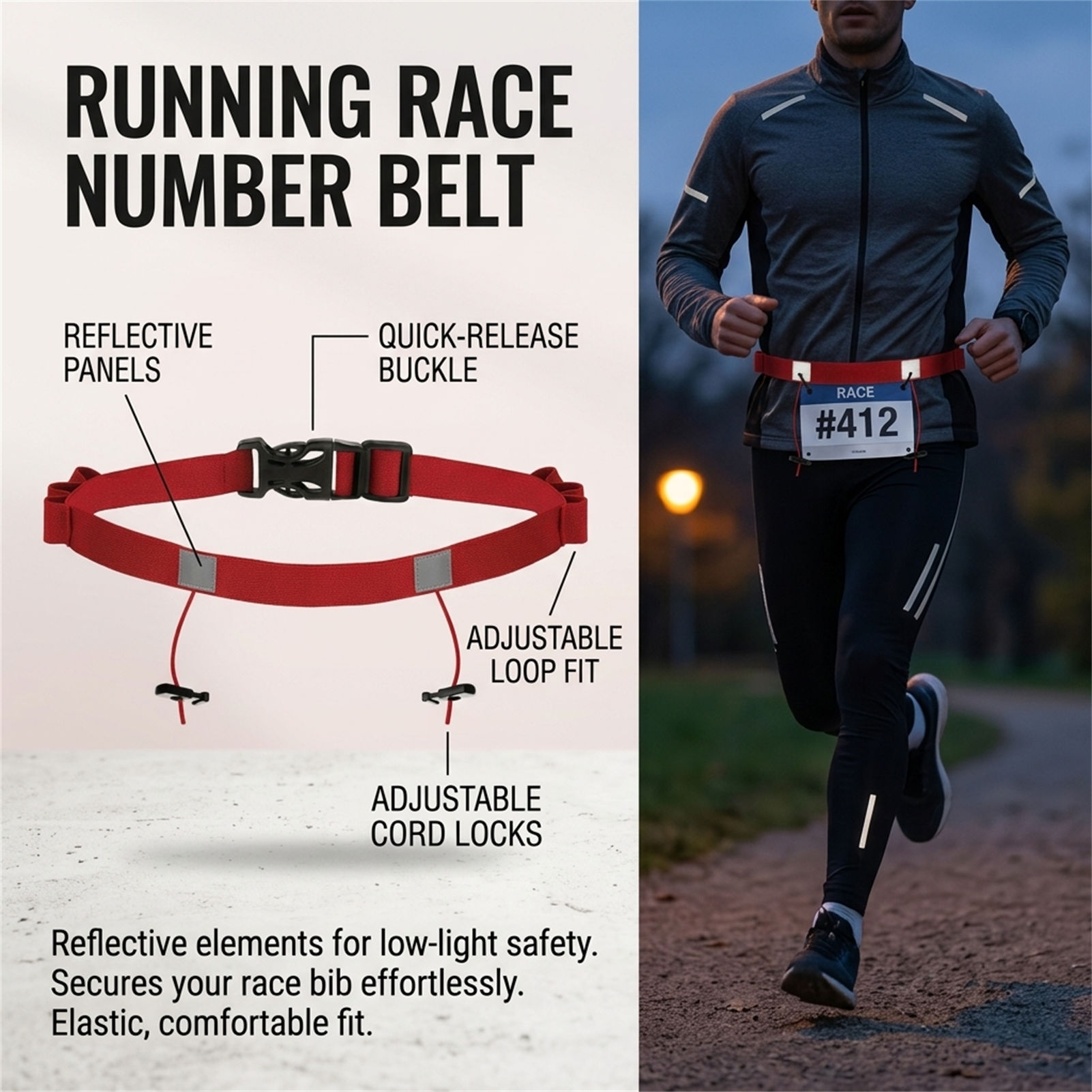 Светоотражающий пояс для номер – обзор и цена Race Bib