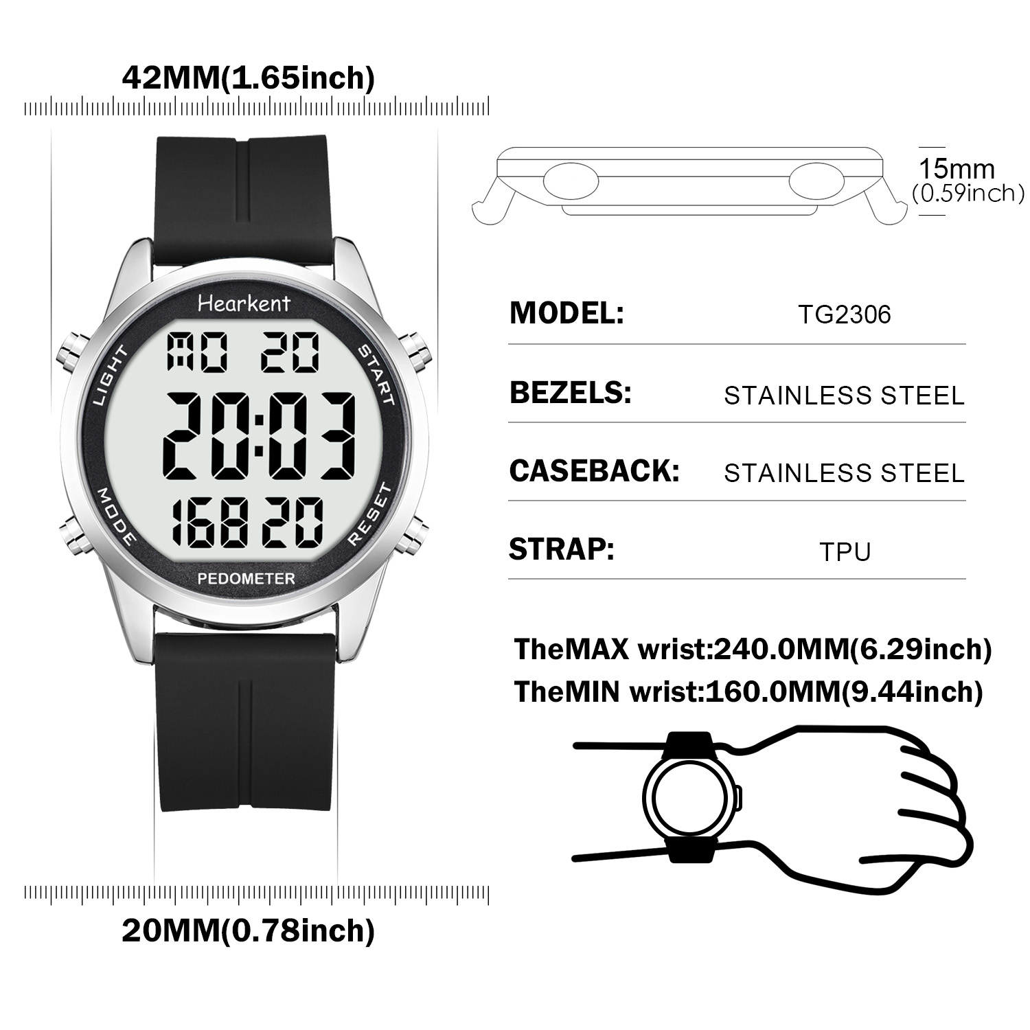 Часы с шагомером Hearkent для  – обзор и цена Running Watch