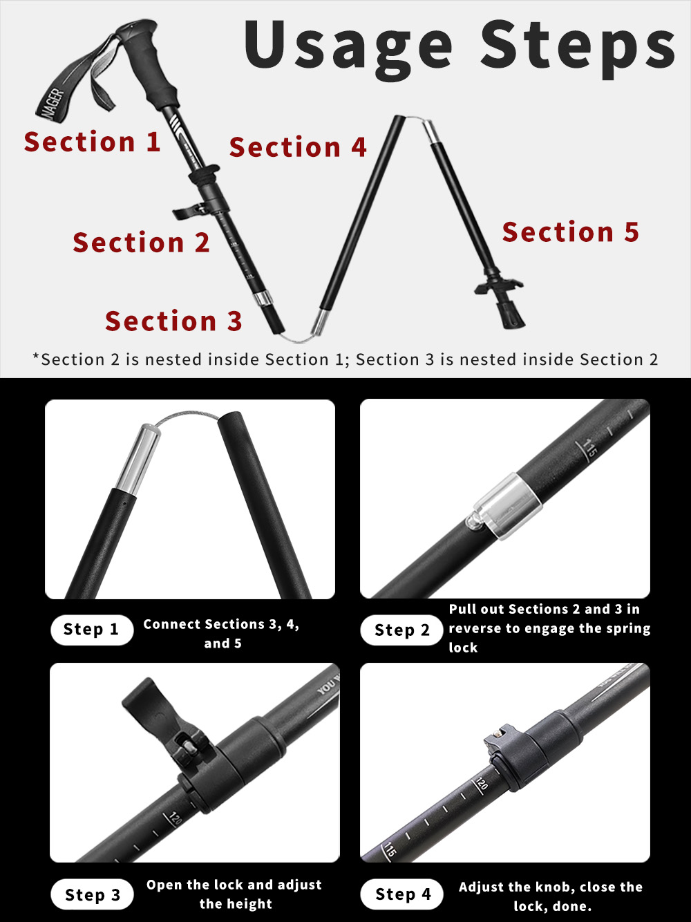 Складная треккинговая палка 70 – обзор и цена Trekking Pole Carbon